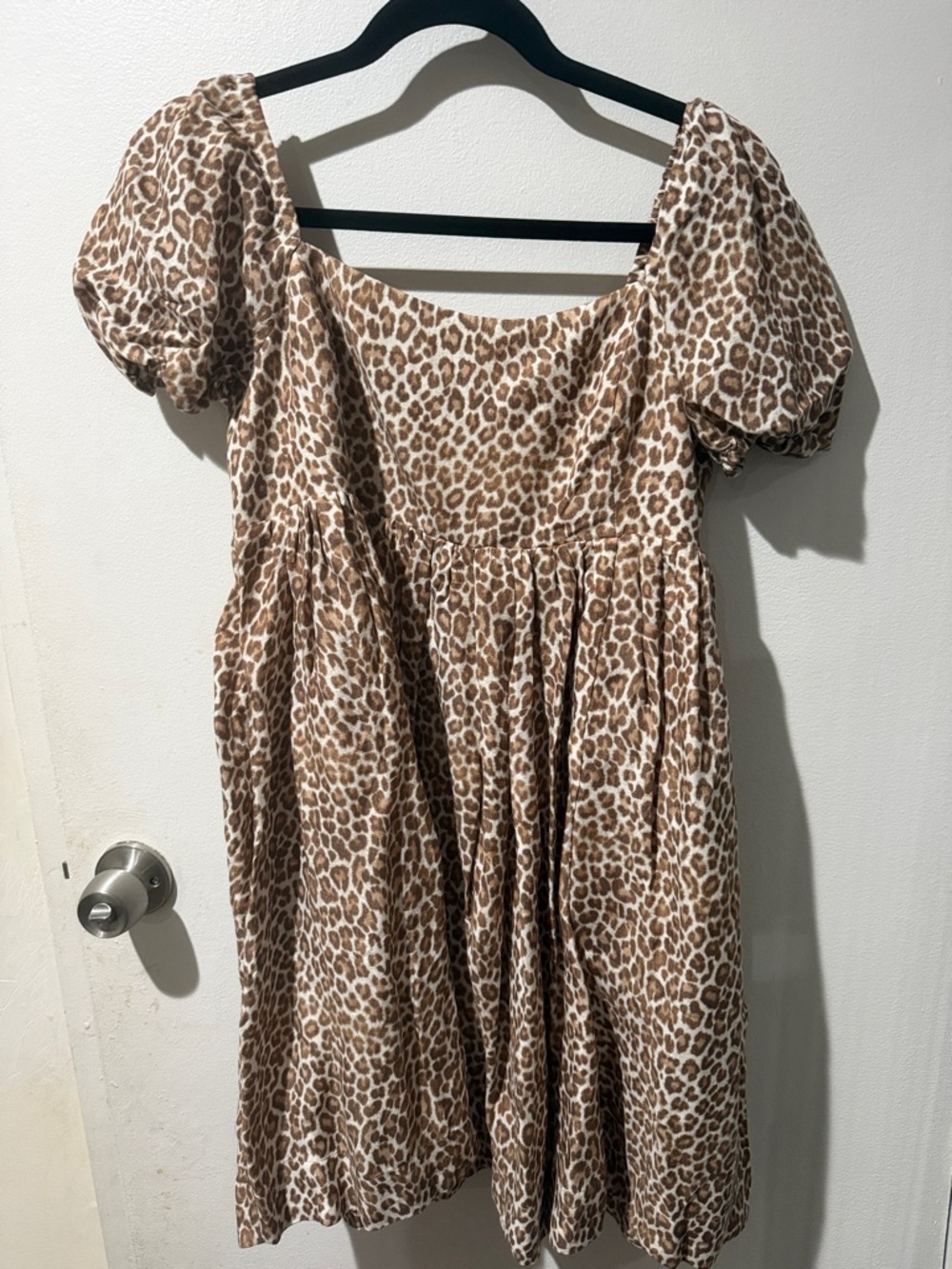 J Crew Leopard Print Puff Sleeve Dress - Tan & Cream